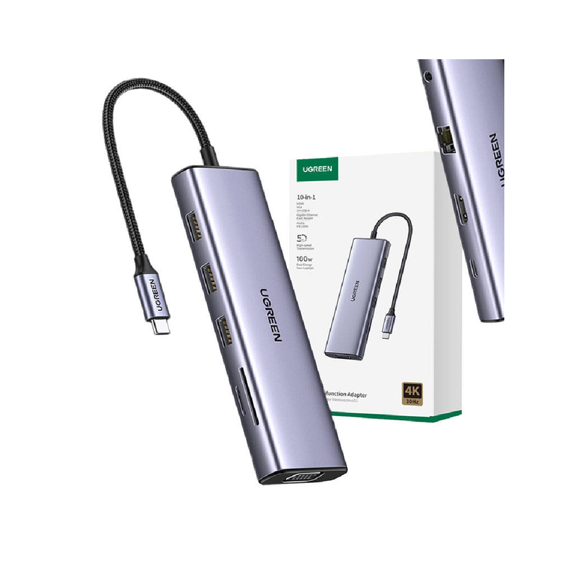 Ugreen 10 in 1 USB-C Multifunction Adapter 4k - Gray