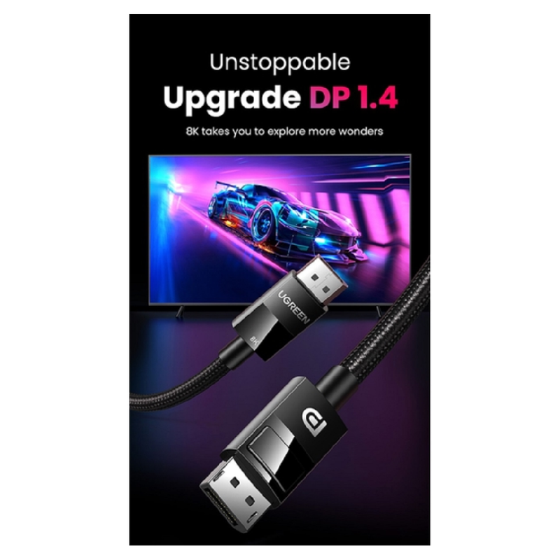 Ugreen 8K DisplayPort 1.4 Male to Male Cable 2m - Black
