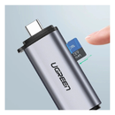يوجرين قارئ بطاقات لبطاقات SD / micro SD على منفذ USB-A 3.0 / USB-C 3.0 - رمادي