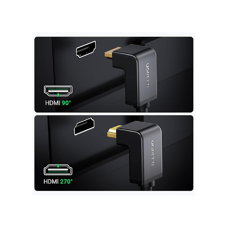 Ugreen HDMI Cable Right Angle 90 Degree 2m - Black