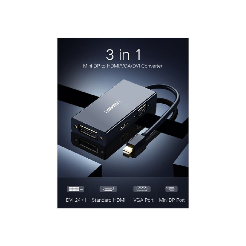 Ugreen Mini DP to HDMI -VGA-DVI - Converter - Black