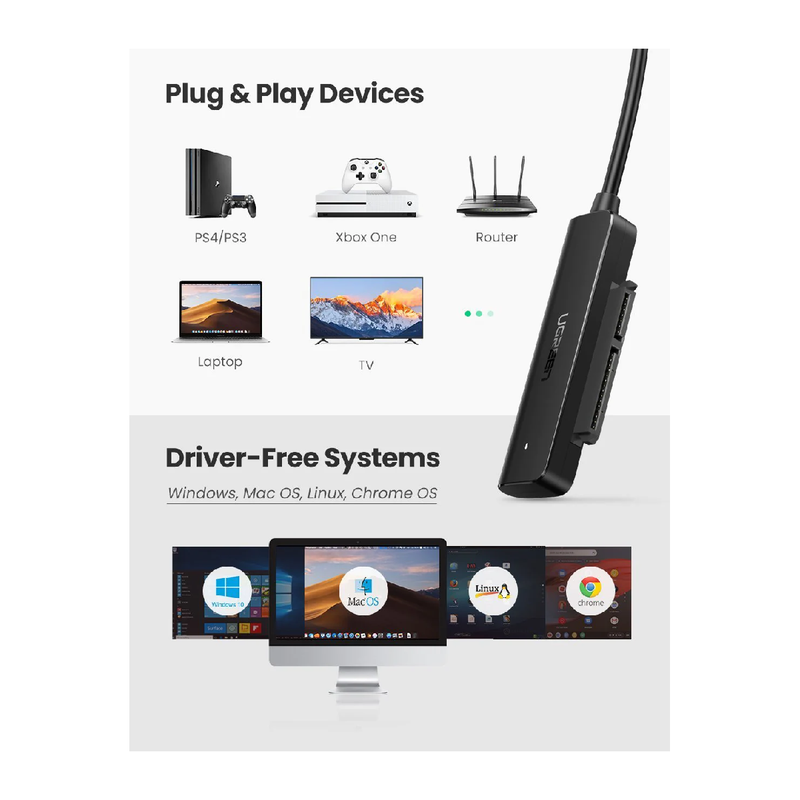 USB-A to 2.5-Inch SATA Converter 50cm - Black