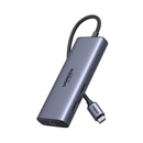 يوجرين محول USB-C متعدد الوظائف 10 في 1، منفذي HDMI، منفذي USB، منفذ RJ45، منفذ SD/TF، شحن سريع 100 واط - رمادي