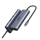 يوجرين محول USB-C متعدد الوظائف 10 في 1، منفذي HDMI، منفذي USB، منفذ RJ45، منفذ SD/TF، شحن سريع 100 واط - رمادي