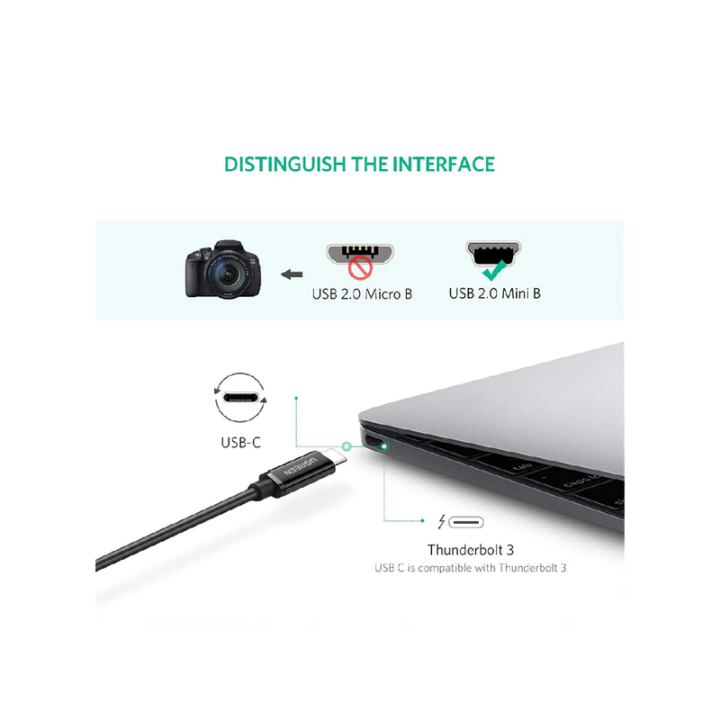 Ugreen USB-C to Mini USB Male to Male Cable 1m - Black