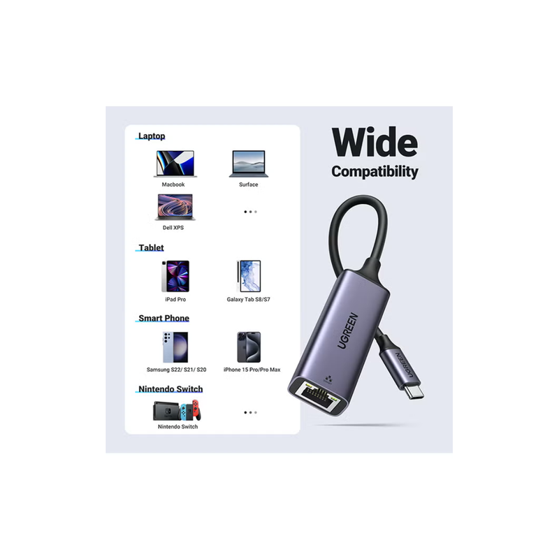 Ugreen USB-C to RJ45 2.5G Ethernet Adapter - Gray