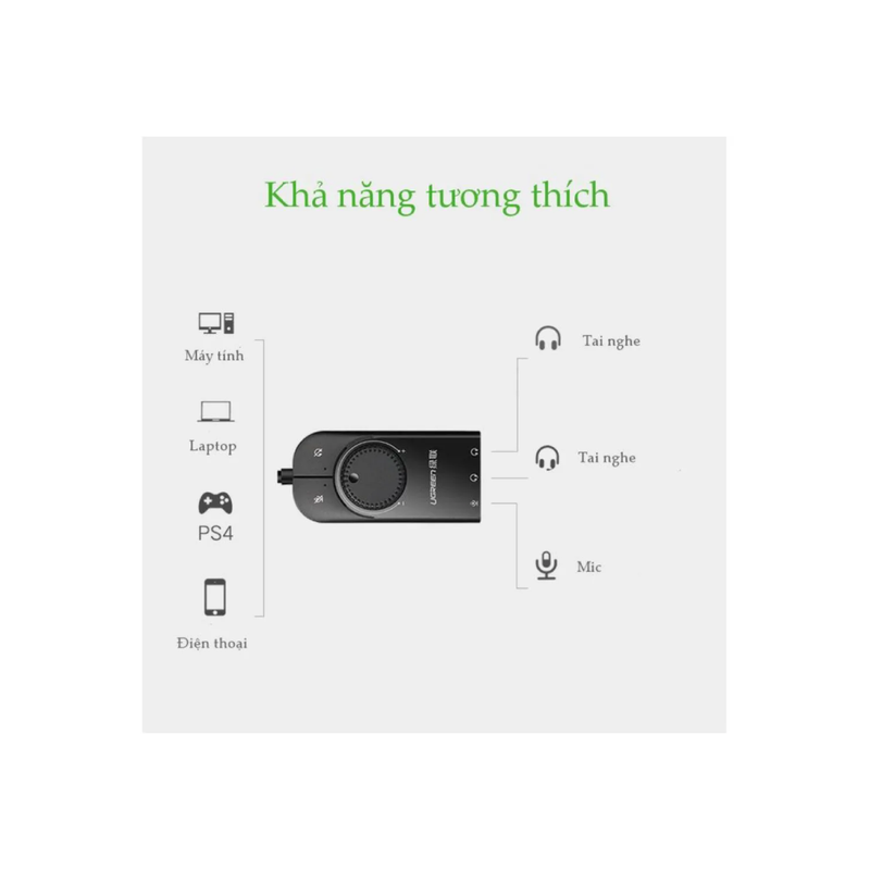 Ugreen USB2.0 External Stereo Sound Adapter - Black
