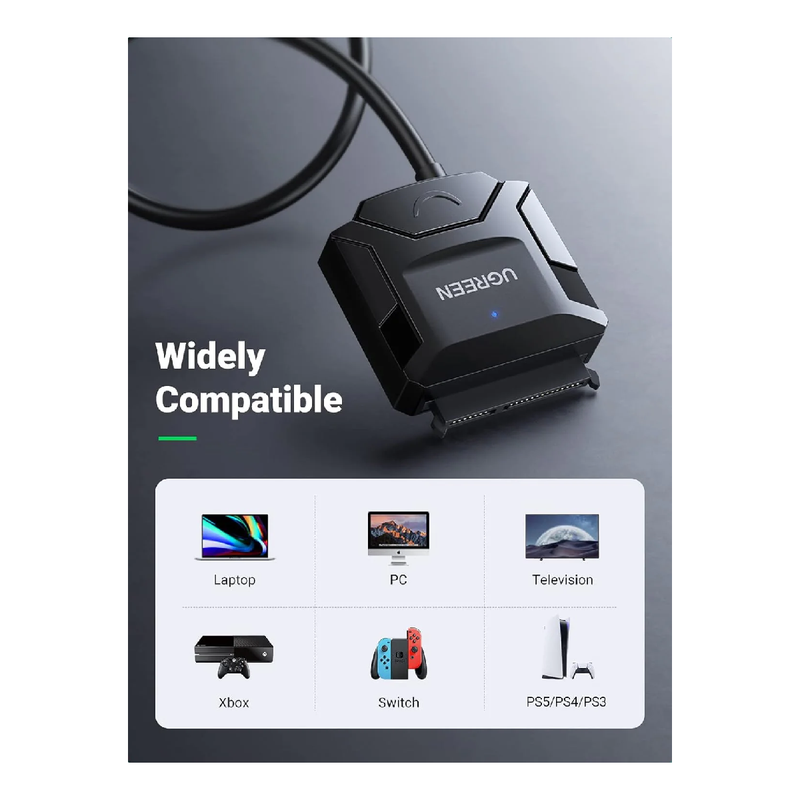 Ugreen USB 3.0 to Sata Hard Drive Adapter - Black