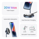 يوجرين شاحن لاسلكي سريع 2 في 1 مع حامل مغناطيسي وقاعدة شحن لأجهزة ايربودز مع دوران حر 360 درجة لأجهزة أيفون - 90668 