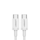 يو جرين كابل 60 وات PD 3A USB Type C ذكر إلى Type C ذكر، كابل شحن سريع بسرعة نقل بيانات 480 ميجابت في الثانية - أبيض