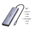 يوجرين موزع متعدد الوظائف 9 في 1 من النوع C - رمادي