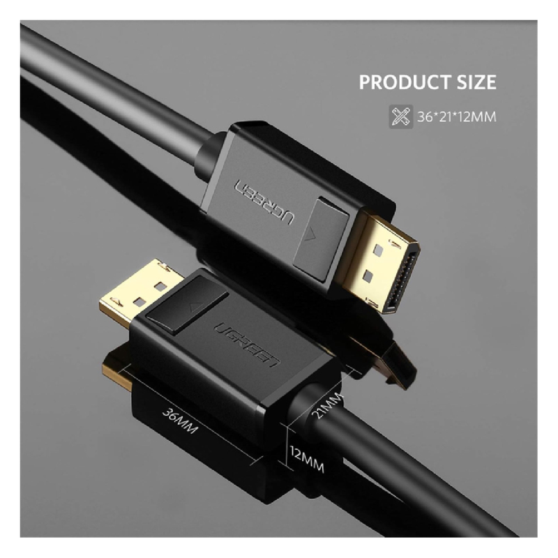 Ugreen DisplayPort DP Male to Male Cable 4K 3D 1m - Black