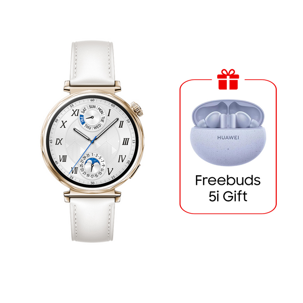 Huawei GT5 41mm Smartwatch, up to 7 Days Battery Life, Sports Smart Watch, Health Tracking - Jana-B19L - White  + Huawei Freebuds 5i Blue Gift🎁