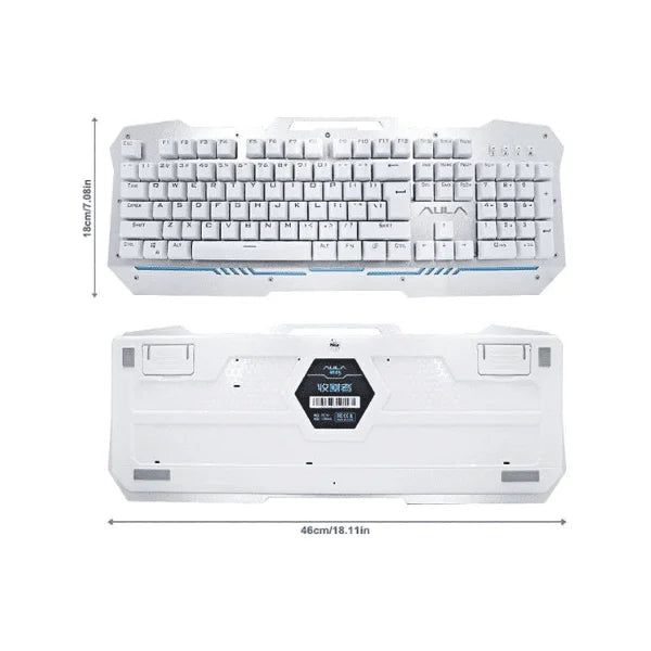 Aula F2009 LED Backlight Wired Backlit Professional Mechanical Gaming Keyboard - White