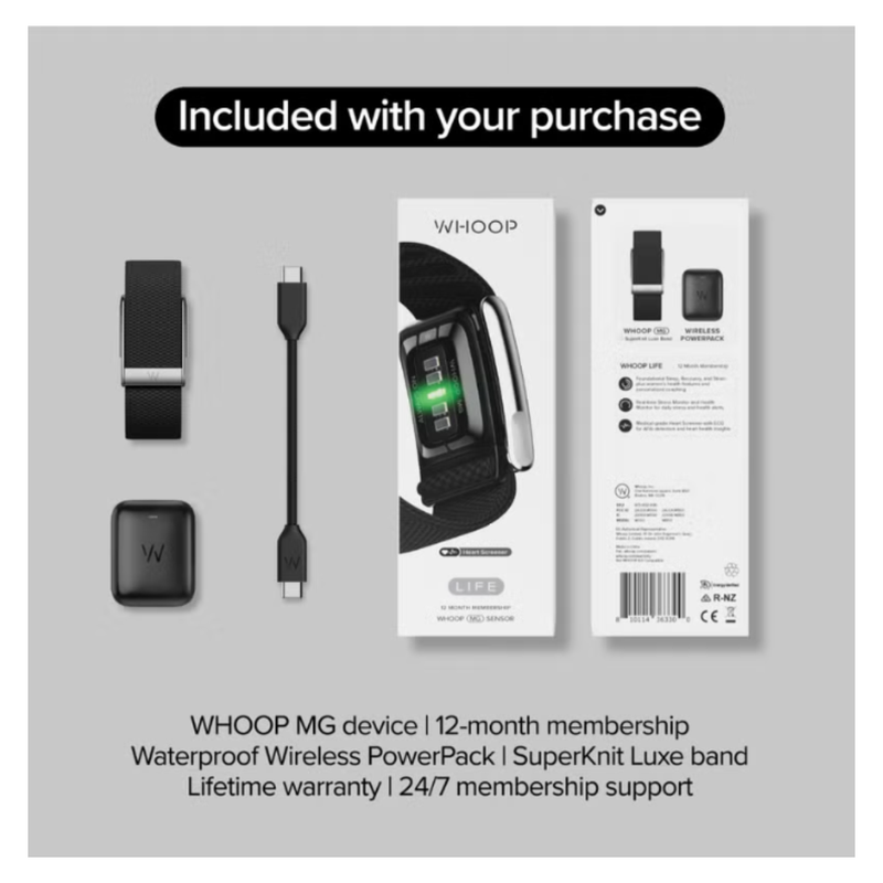 WHOOP LIFE 5.0, Health and Fitness Tracker With 12 Month Free Subscription - Black