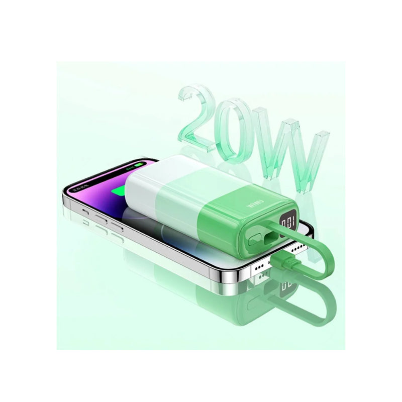 باور بانك WIWU Lightning مدمج بكابل ملون من سلسلة 10000 مللي أمبير في الساعة - بنفسجي