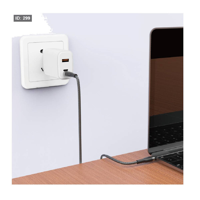 شاحن WIWU Wi-U021 SiC PD+QC سريع 30 وات بثلاثة منافذ (USB-C+ Lightning + USB-A) - أبيض