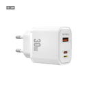 ويوو واي-يو021 إس آي سي شاحن PD+QC سريع 30 وات بثلاثة منافذ (USB-C+ لايتنج + USB-A) - أبيض