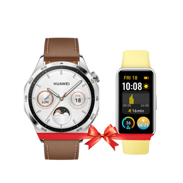 Huawei Watch GT4 Smartwatch 46mm Brown + Huawei Band 9 Lemon Yellow Gift🎁(Official Warranty)