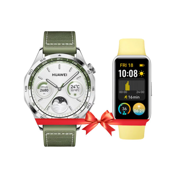 Huawei Watch GT4 Smartwatch 46mm Green + Huawei Band 9 Lemon Yellow Gift🎁(Official Warranty)