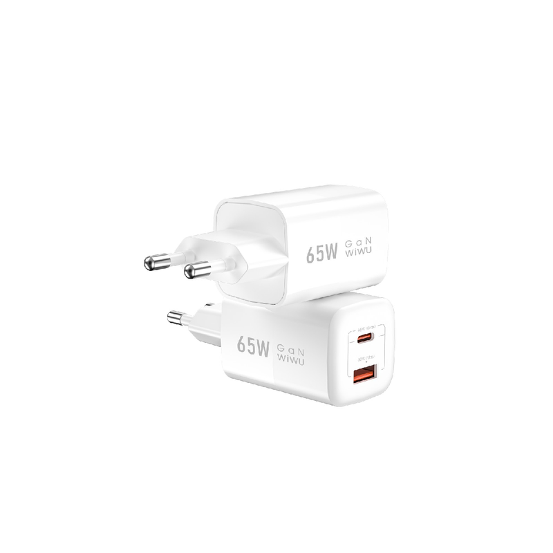 شاحن سريع WiWU Nano GaN PD+QC U012 بقوة 65 وات - أبيض