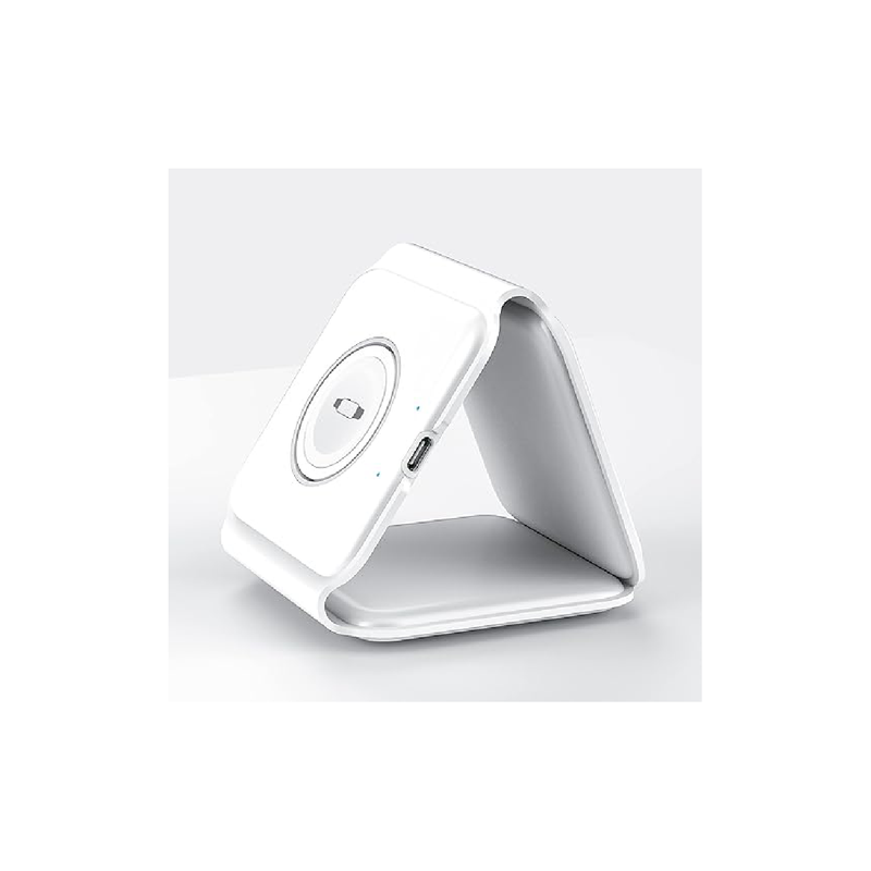 شاحن لاسلكي Wiwu Power Air 3 في 1، شاحن وحامل - أبيض