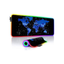 ورلد ماب لوحة ماوس ألعاب RGB XL مطاطية سلكية USB للماوس ولوحة المفاتيح - أسود