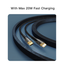  يسيدو كابل شحن وبيانات سريع  CA102 بطول مترين من النايلون المضفر من النوع C إلى Lightning PD - أسود