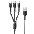 Yesido CA91 3 in 1 Fast Charging Cable Type-C Micro USB Lightning - Black