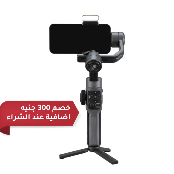 مثبت Zhiyun SMOOTH 5 Combo الاحترافي لكاميرات iPhone وAndroid مع خاصية التتبع الذكي والتحكم بالإيماءات والتكبير - أسود 