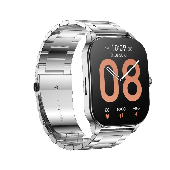 Amazfit Pop 3S Bluetooth Calls Smart watch with 1.96” AMOLED Display and AI Voice Assistance Waterproof (Limited Classic Edition) - Metallic Silver