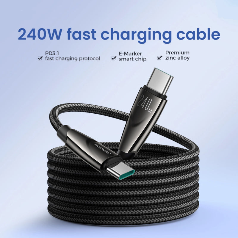 Joyroom Pioneer Series 240W Type-C to Type-C Fast Charging Data Cable, 1.2M - SA31-CC5 -Black