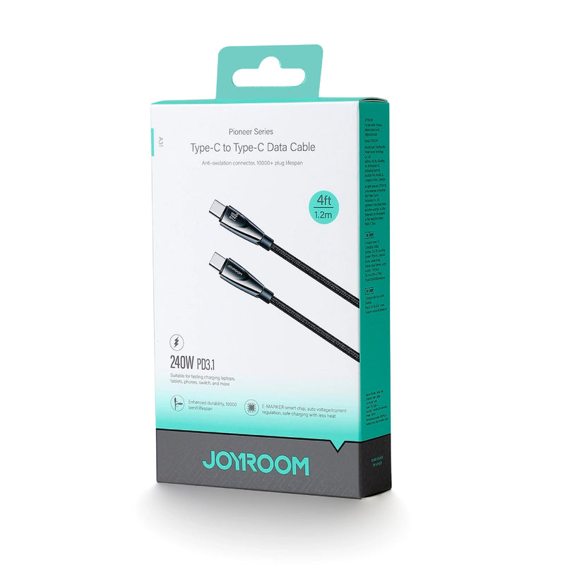 Joyroom Pioneer Series 240W Type-C to Type-C Fast Charging Data Cable, 1.2M - SA31-CC5 -Black