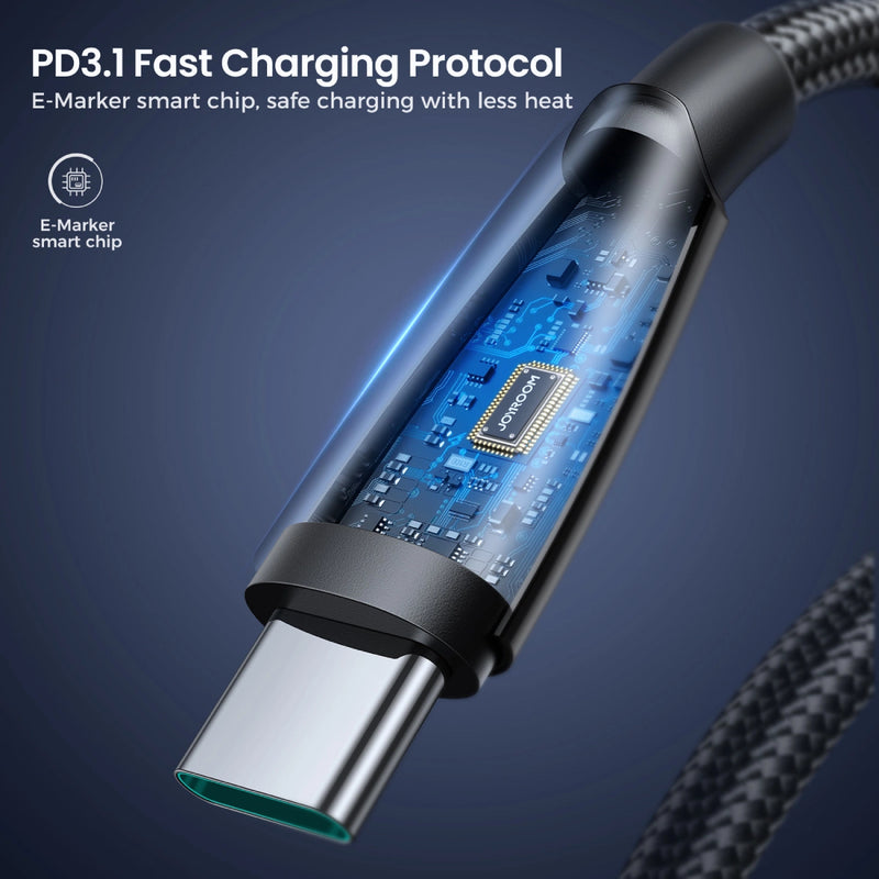 Joyroom Pioneer Series 240W Type-C to Type-C Fast Charging Data Cable, 1.2M - SA31-CC5 -Black