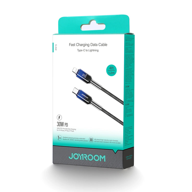 Joyroom Crystal Clear Series Fast Charging Data Cable, USB-C to Lightning Cable, 30W, 1.2m - S-A42 - Black