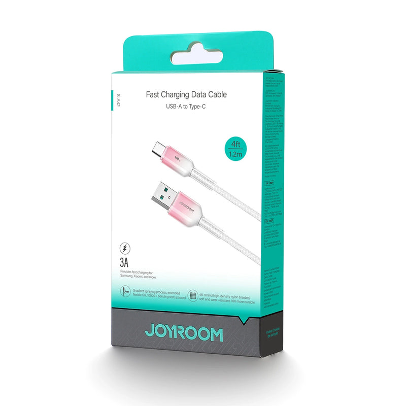 Joyroom Crystal Clear Series 3A USB-A to USB-C  to 1.2m - S-A42 - White