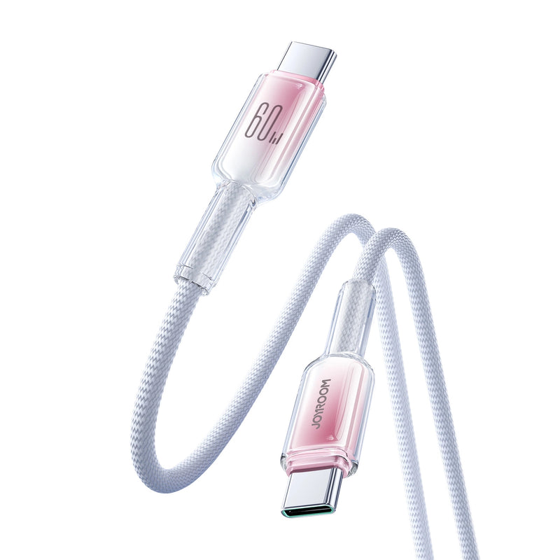 Joyroom Crystal Clear Series Fast Charging Data Cable, USB-C to USB-C, 60W, 1.2m - S-A42 - White