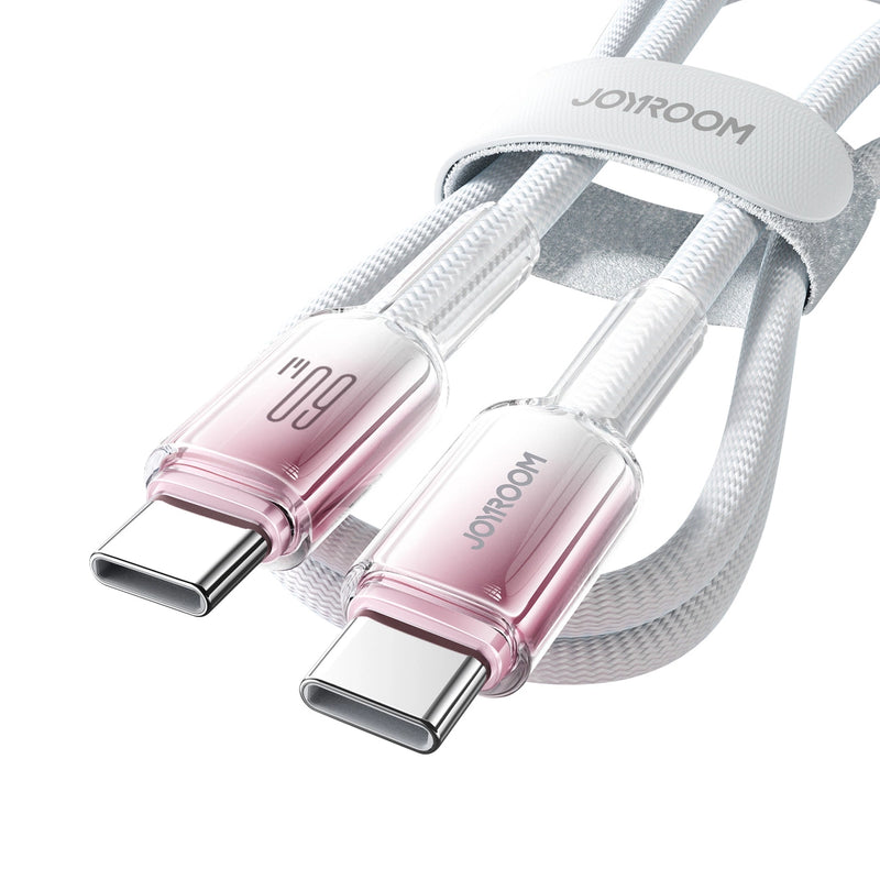 Joyroom Crystal Clear Series Fast Charging Data Cable, USB-C to USB-C, 60W, 1.2m - S-A42 - White