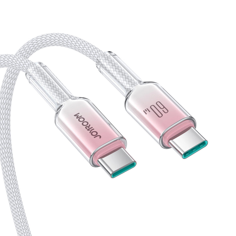 Joyroom Crystal Clear Series Fast Charging Data Cable, USB-C to USB-C, 60W, 1.2m - S-A42 - White