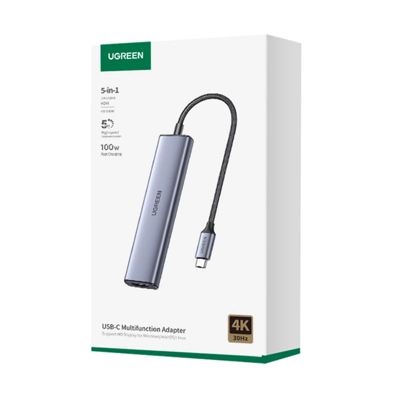 Ugreen USB-C 5 in 1 Multifunction Adapter, CM478 - Gray