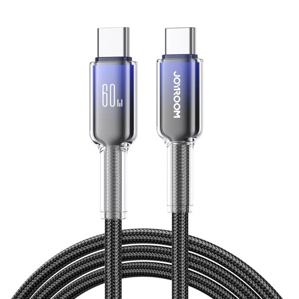 Joyroom Crystal Clear Series Fast Charging Data Cable, USB-C to USB-C, 60W, 1.2m - S-A42 - Black