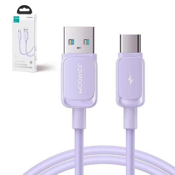 Joyroom Fast Charging Data Cable ,USB-A To Type-C , 3A , 1.2M , Multi-Color - S-AC027A14 - Purple