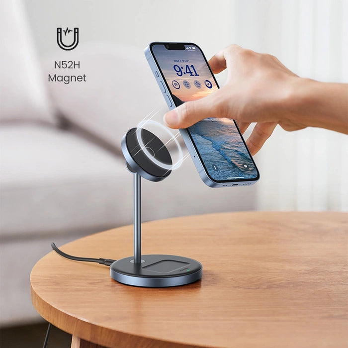 Ugreen 2 in 1 Wireless Charger Fast Magsafe Magnetic Stand Airpods  Charging Station 360° Free Rotation for iPhone - 90668 - Grey/Black