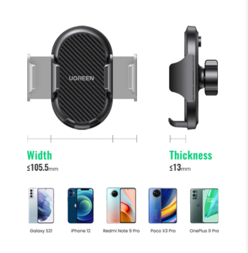 UGREEN Waterfall-Shaped Suction Cup Phone Mount - Black