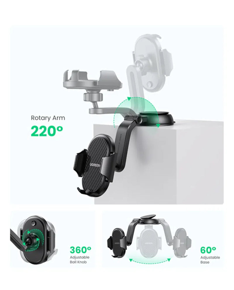 UGREEN Waterfall-Shaped Suction Cup Phone Mount - Black