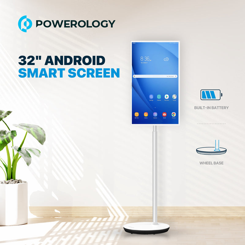 Powerology 32" Android Smart Screen, 128GB, 4GB RAM, 9500mAh - White