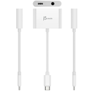 محول صوت j5 Create JCA122 USB-C إلى 3.5 ملم مع توصيل طاقة - أبيض