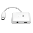 محول صوت j5 Create JCA122 USB-C إلى 3.5 ملم مع توصيل طاقة - أبيض
