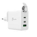 j5 Create JUP3565CV 65W GaN USB-C 3-Port Travel Charger with Changeable AC Plugs and USB-C Cable