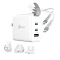 j5 Create JUP3565CV 65W GaN USB-C 3-Port Travel Charger with Changeable AC Plugs and USB-C Cable